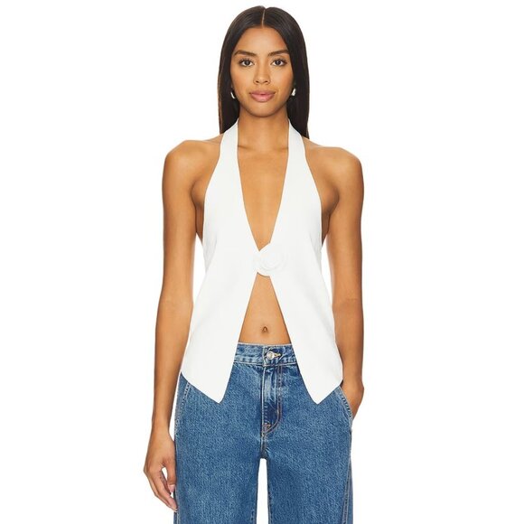 MORE TO COME Tops - MORE TO COME Dixie Halter Top in White